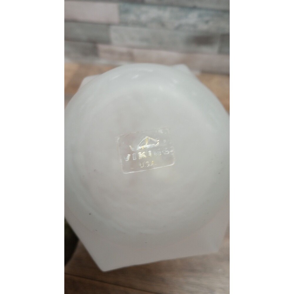 5 Piece Vintage Viking Art Glass CRYSTAL MIST Satin/Frosted Hand Painted… - Picture 10 of 16